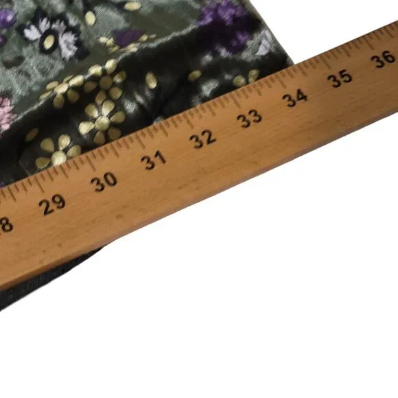 ModCloth Floral Pleated Green Velvet Skirt 1X Gold Waistband Retro Fairycore - Picture 14 of 16